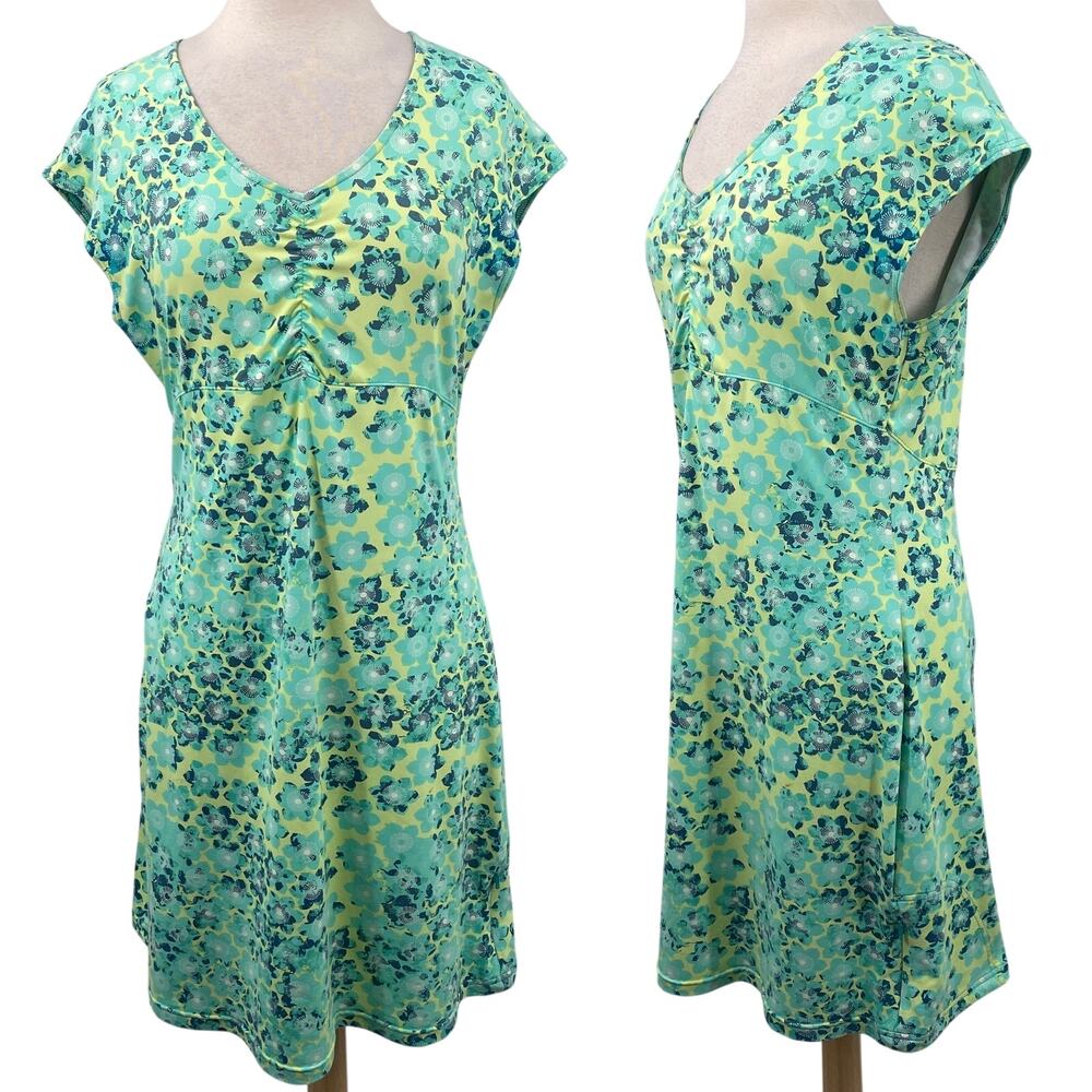 Title Nine Diamalete Mini Dress Floral Print Jersey Knit V Neck A Line Green